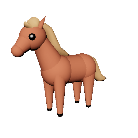 A low poly gif of a classic horse design. It is tan with a light blonde mane and tail. It is rotating slowly in a circle.
