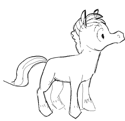 This is an adorable Disney-style young horse. It has big, hopeful eyes, a charming little nose, and a well groomed mane.